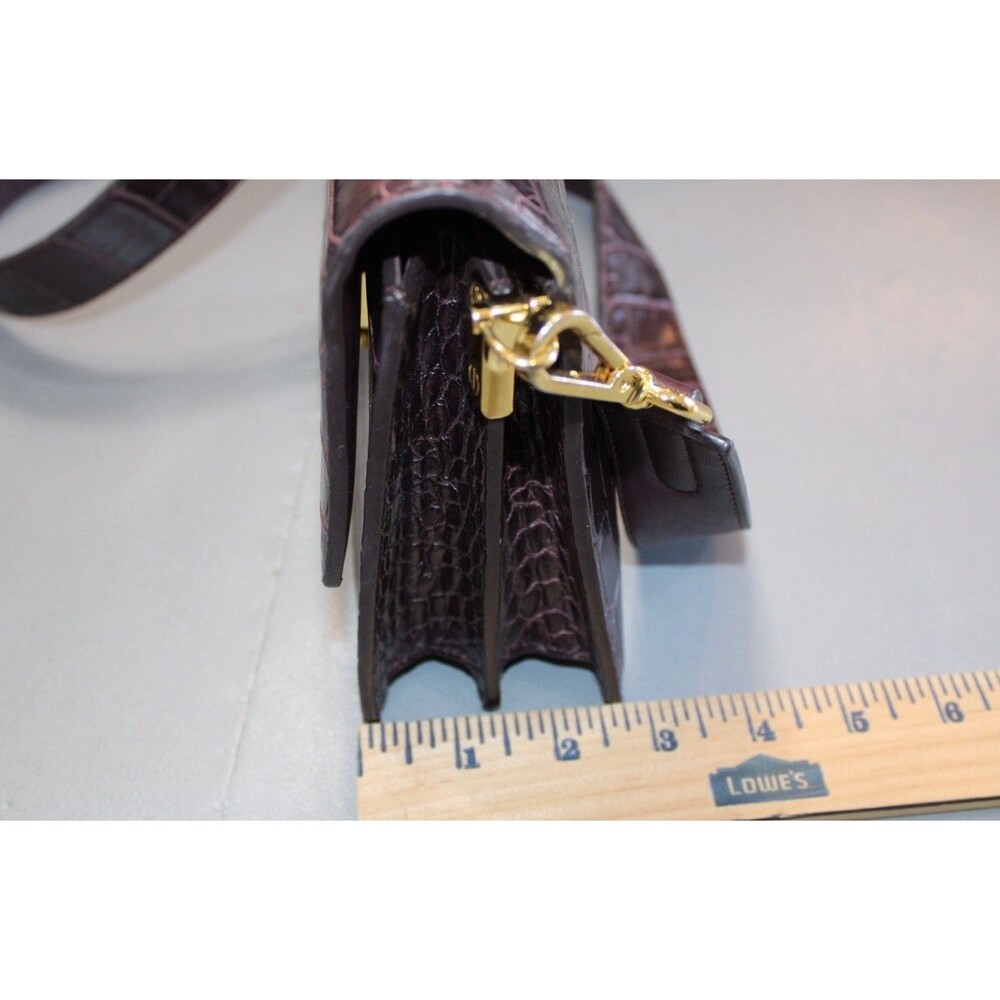 JW PEI Mini Flap Crossbody Bag Burgundy Brown Croc Embossed Vegan Leather Purse - Picture 5 of 10